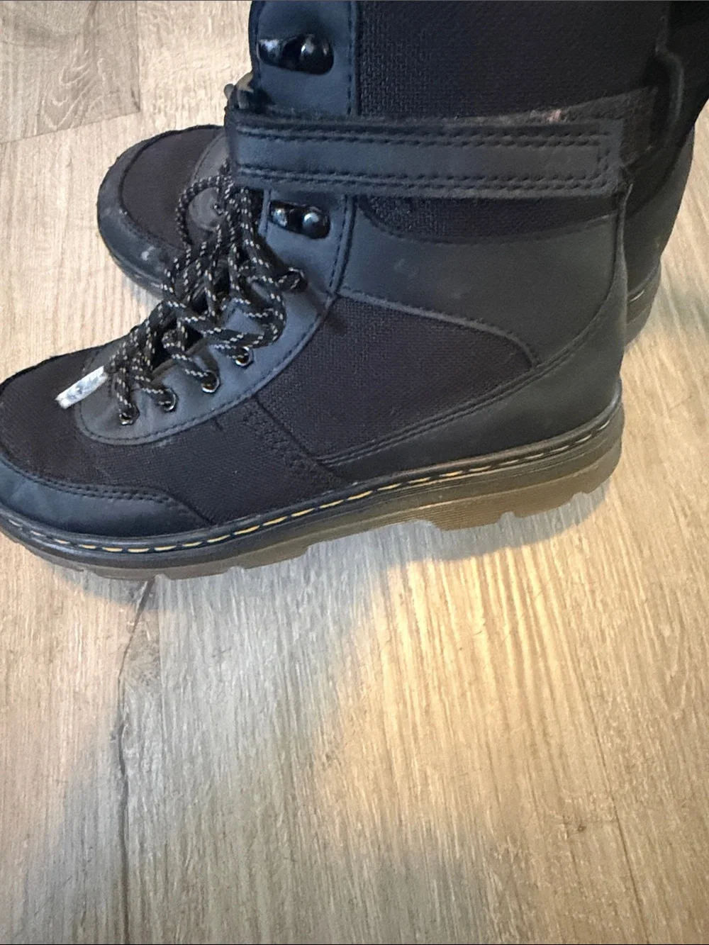 Doc Martens Dr Combs J LA 004 Youth Kids Combat Boots Sz 3 Canvas Zip Black